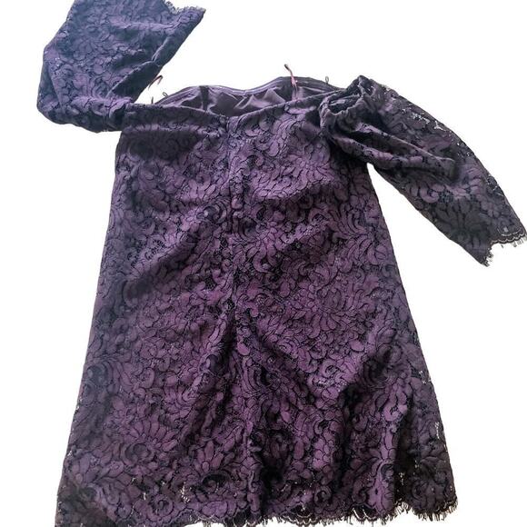 Cupcakes & Cashmere Purple Lace Off Shoulder Sleeveless Dress Size 2 - Picture 7 of 8